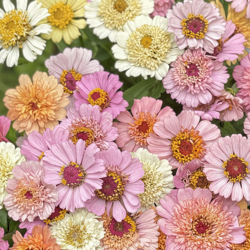 Zinnia ‘Cresto! Peaches & Cream’ – kräm- och persikofärgad elegans