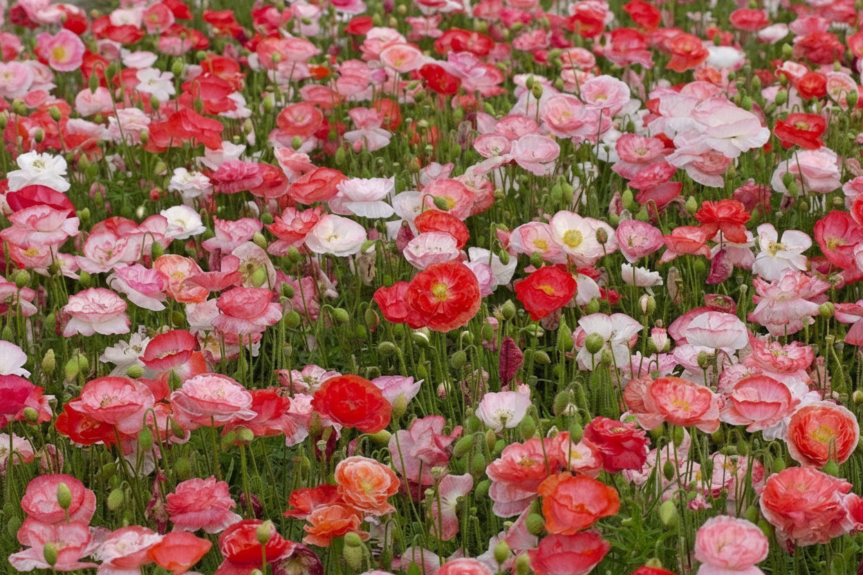 Falling in Love – Vallmo med dubbla blommor i romantiska toner Palettparadiset