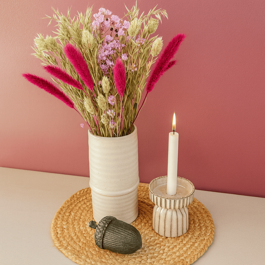 Flora  – Torkad bukett i cerise och rosa toner Palettparadiset