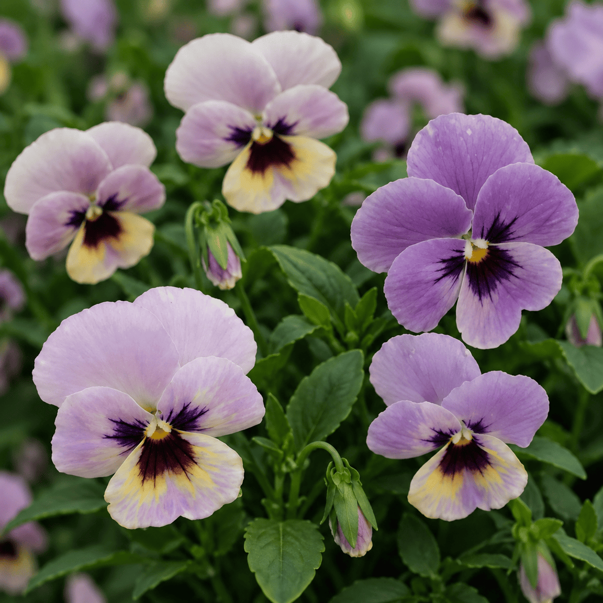 Hornviol ‘Caramel Pastel Lilac’ F1 – storblommig viol i rosalila med mörkt ansikte