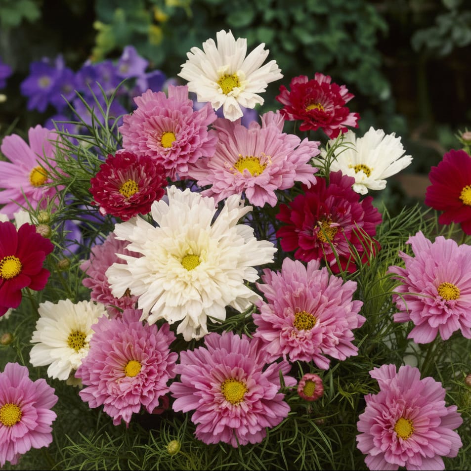 Fyllda rosenskäror i blandade toner av rosa, vitt och vinrött