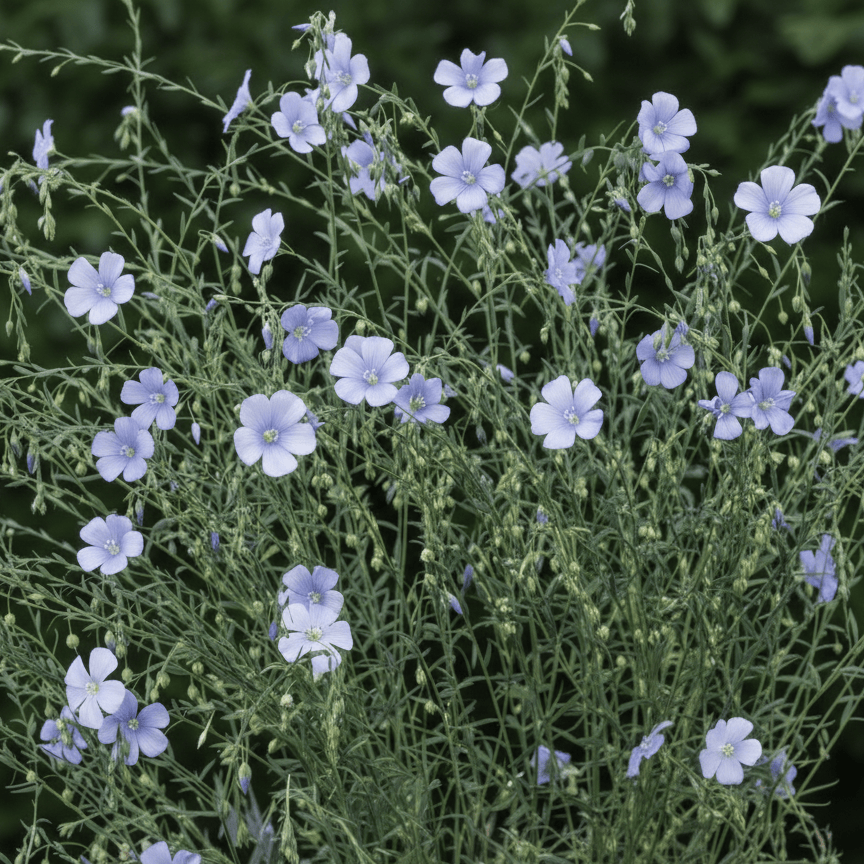 Spånadslin ‘Blå Lin’ – himmelsblå blomning & dekorativa frökapslar Palettparadiset