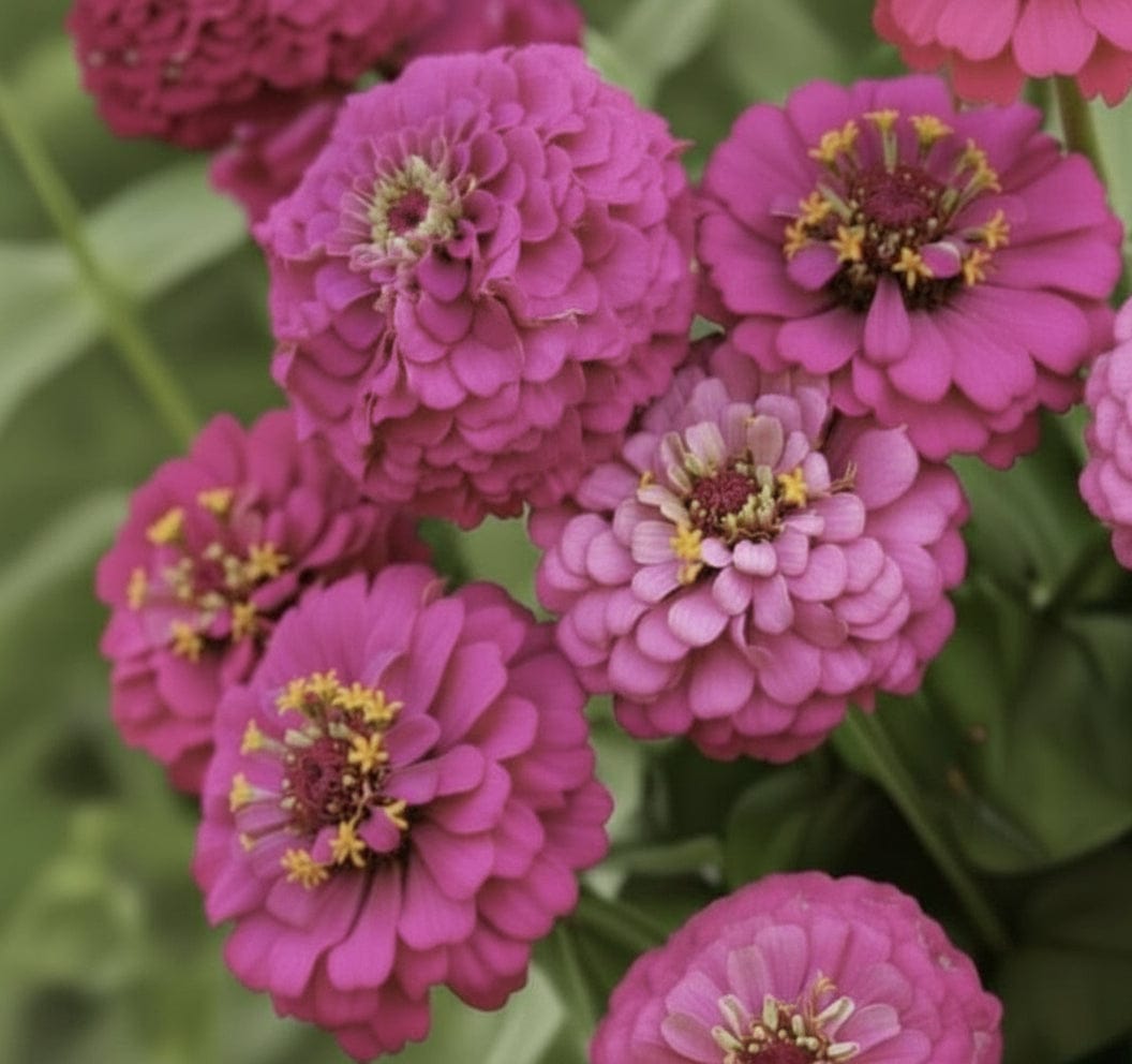 Zinnia Oklahoma Carmine – djupt rosaröd zinnia med rund blomform Blomfröer Palettparadiset