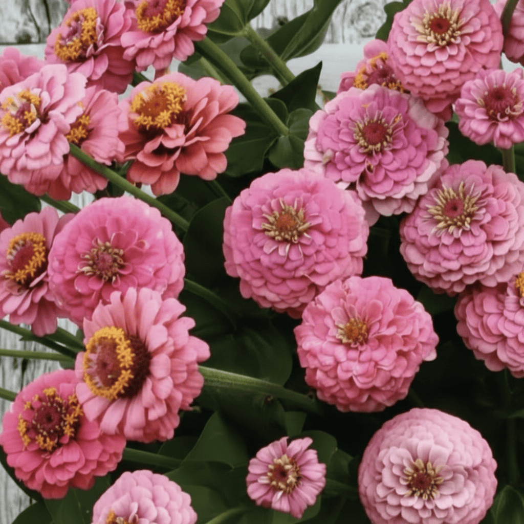 Zinnia Oklahoma Pink – mjukt rosa zinnia med rund blomform Blomfröer Palettparadiset