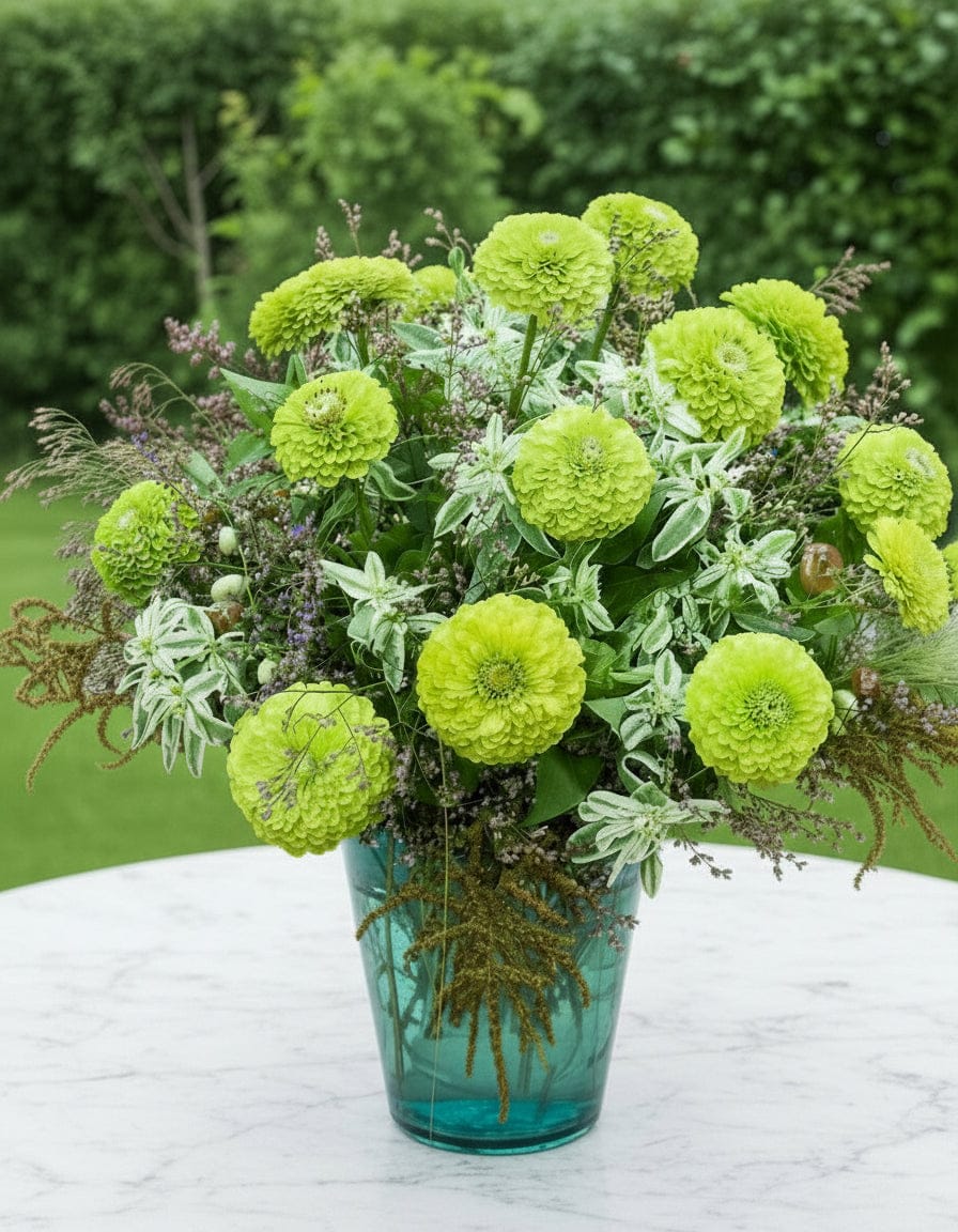 Zinnia Queen Lime – modern limegrön zinnia med unikt uttryck Blomfröer Palettparadiset